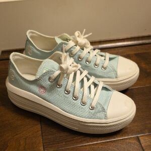 Converse Women's Mint Green Sneakers with Embroidered Flowers